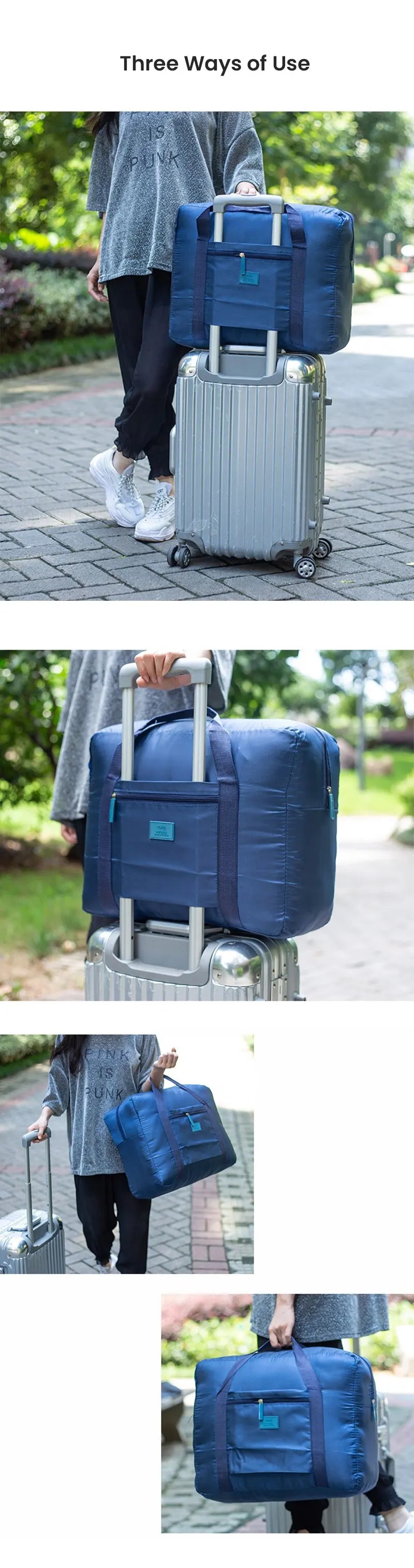 Foldable Travel Duffel Bag Lightweight Travel Bag for Women and Men Tote Carry On Luggage Bag Weekender Overnight Bag