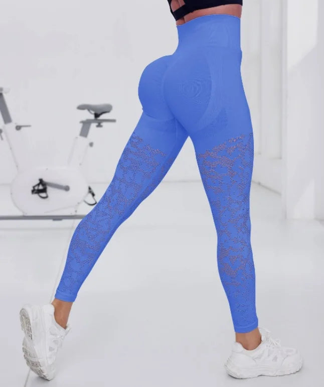 Women Gym Hollow Out Leggings Elastic Butt Lifting Fitness Athletic Workout Yoga Pants Exercise Leggins Outdoor Sports Tights