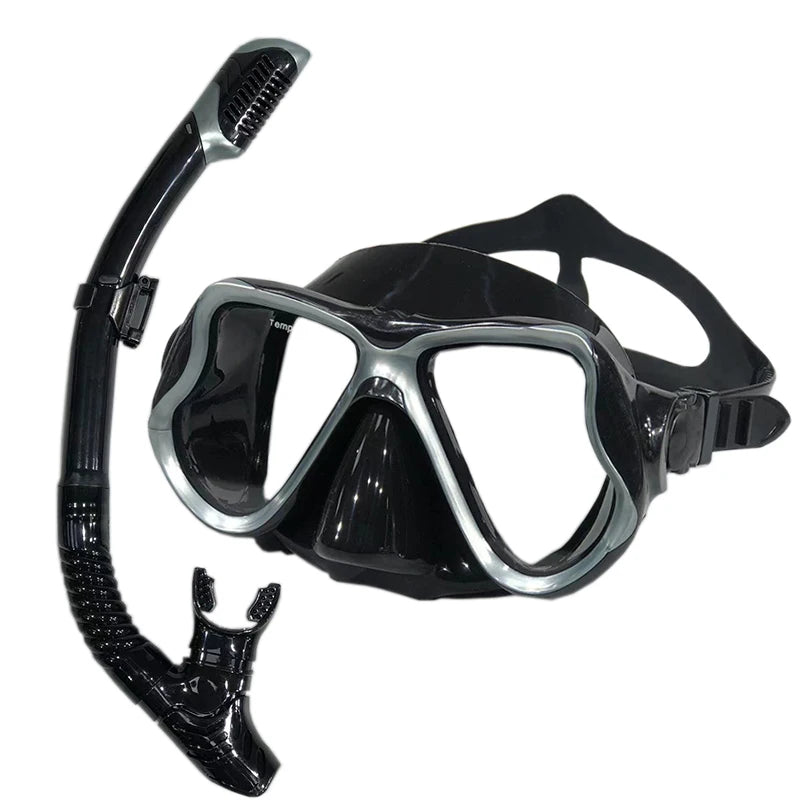 Diving Mask With Sports Camera Mount Electroplate Tempered Glass Silicone Mask is Safe and Comfortable