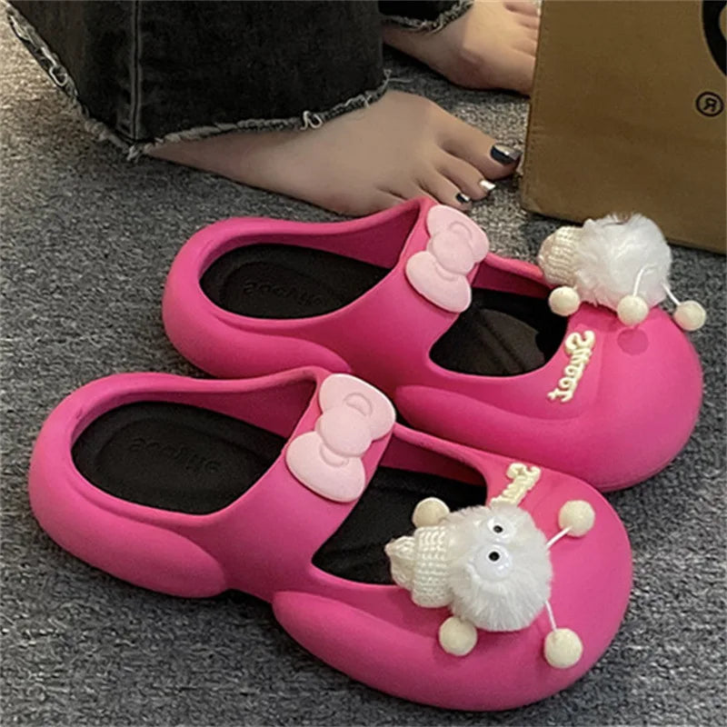 Cute Fairy  Slippers for Women's Summer Outer-Wear Thick-Soled Clogs Shoes Sandals For The Beach
