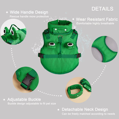 Dog Life Jacket Enhances Buoyancy Adjustable for Safe Fit to Pet Body Swimming Rowing Surfing Pet Flotation Vest