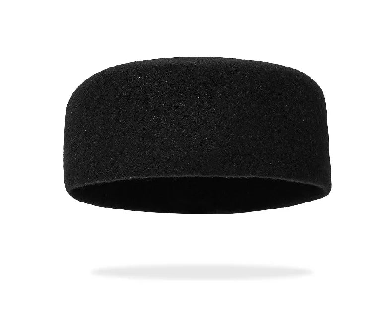 Men's Prayer Hats Muslim Real Wool Black Caps Elegant Headwear Islamic Hijabs Dancing Party Working 58-60cm Ethnic Hat