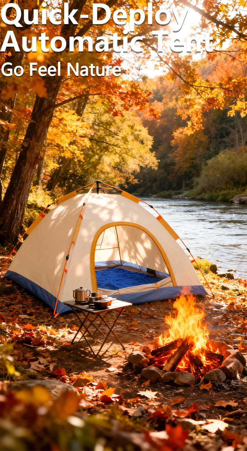 1 Outdoor Camping Tent for Overnight Stay, Fully Automatic, Quick Setup, No Assembly, Foldable, Double Layer