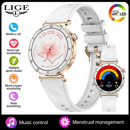 Women's Smart Watch 2026 New Fashion AMOLED Screen Bluetooth Call Custom Dials Female Health Monitoring Ladies Sports Smartwatch
