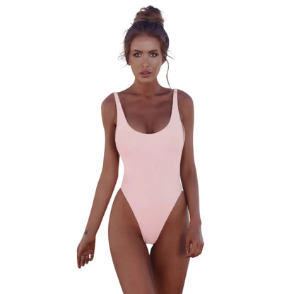 Women's One-piece Swimsuit Sexy Solid Color Shoulder Strap Swimming Bathing Surfing Suit Beach Sports Wear Sexy Swimwear