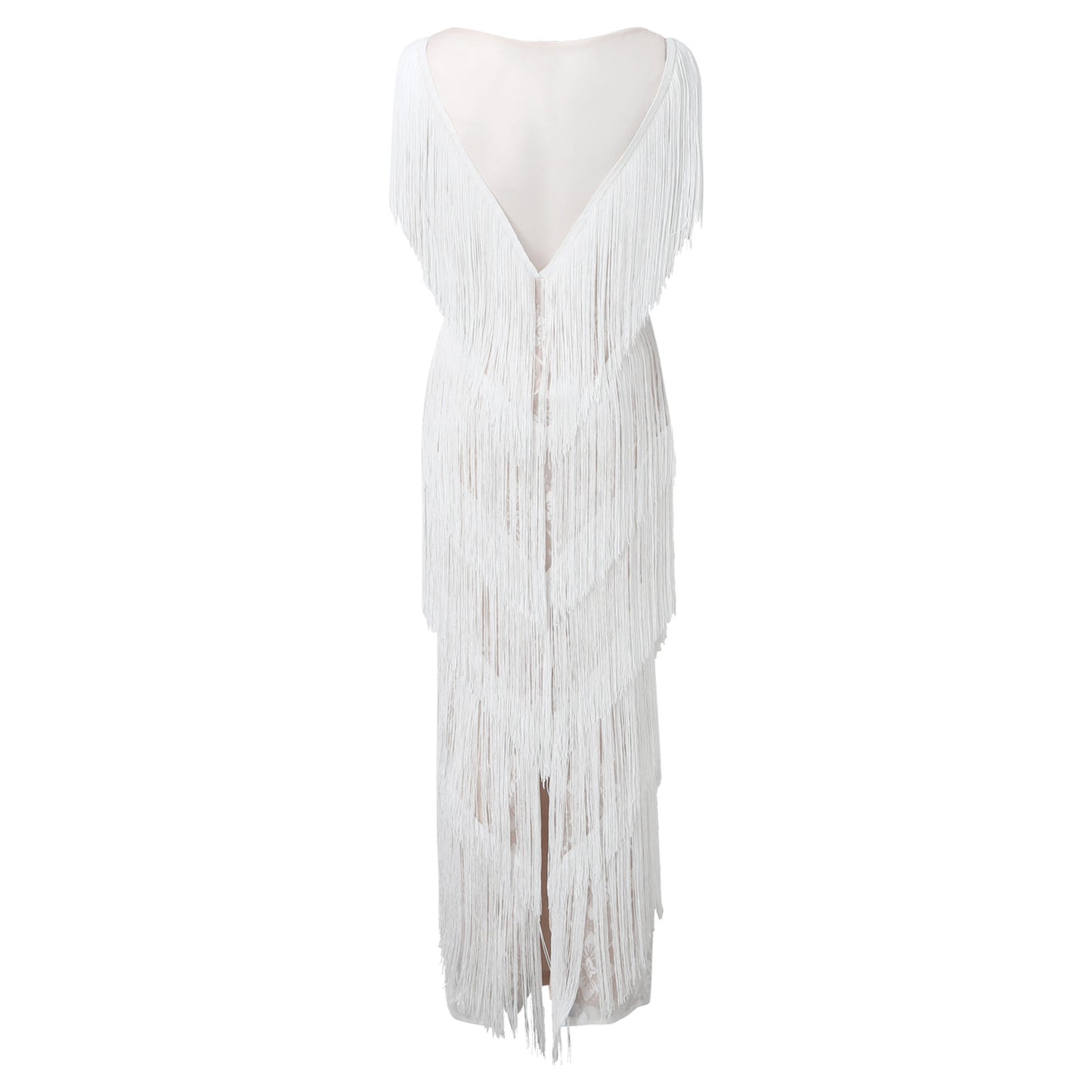 Womens Deep V Midi Fringed Dresses Sleeveless Pencil Party Solid Elegant Sexy Skirt Long Dresses Evening Party Mujer