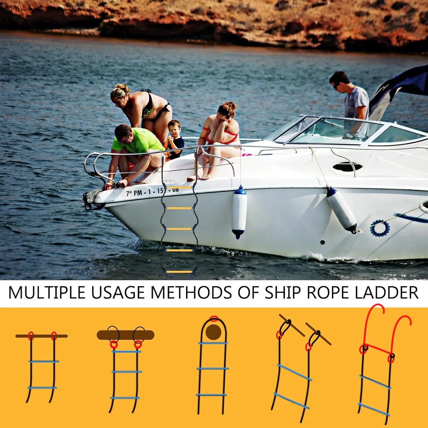 Marine Rope Ladder Telescopic Rope Ladder Portable Rope Ladder Swimming Ladder Suitable For Kayaks Motorboats Canoes Etc