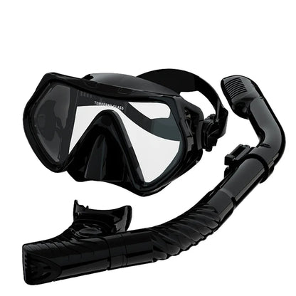 Diving Mask Snorkeling Full Dry Breathing Tube Set, Large Frame Swimming Goggles, Liquid Silicone Diving Mask