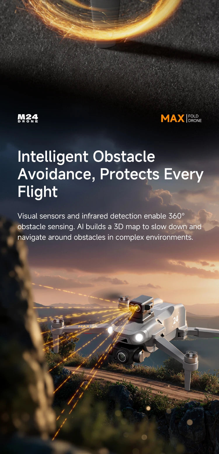 Aerial Drone 4.5-inch Large Screen M24 GPS Positioning Payload Delivery Touchscreen Control 360° Intelligent Obstacle Avoidance
