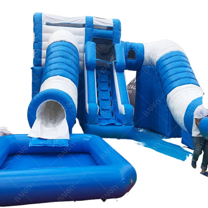 Commercial Water Park Waterslide Inflatable Kids Slide Pvc Toy Custom Inflatable Multiple Slides Children Water Slide With Pool