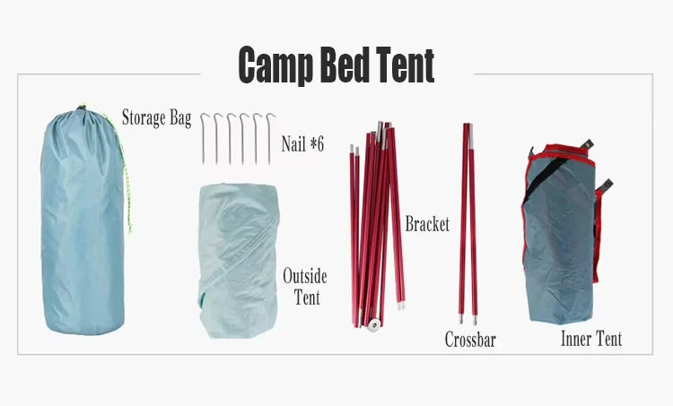 Outdoor Camping Off-The-Ground Tent Portable Single Tent Aluminum Alloy Folding Mosquito Net Fishing Tent