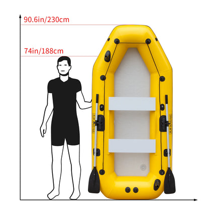 KOETSU Inflatable Kayak Fishing Boat: Bright Yellow 2-Person Drift Craft for Anglers