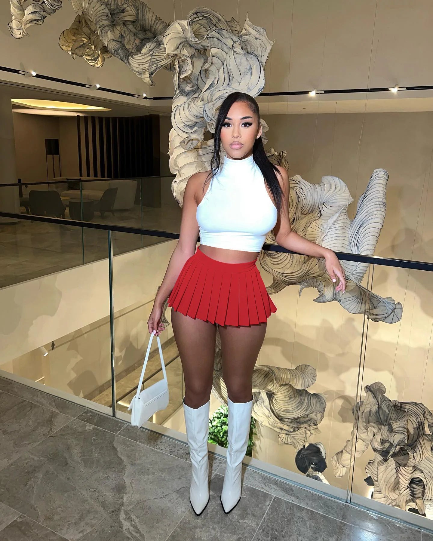 2024 Spring Fashion Women's Mini Pleated Skirts Sexy Club Y2k Accessories Plaid High Waist Stretchy Tennis Skater A-line Outfits