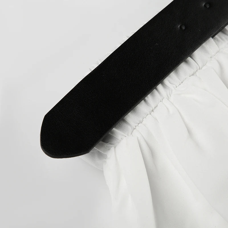 Sexy Low Waist White Mini Skirt Women Fashion with Belt Kawaii Preppy Short Skirts Y2K Korean Streetwear Pleated A Line Skirts