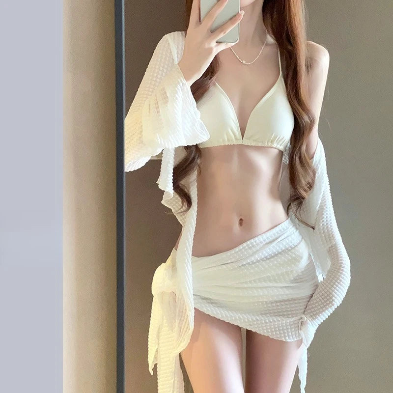 Women's Four-Piece Bikini - High-End Sexy Split Swimsuit-Premium Beach Vacation Hot Spring Swimwear for Pool Parties-Casual Use