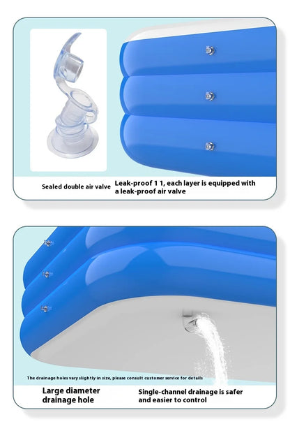 Inflatable Swimming Pool Home Portable Large Adult Bath Rectangular Pool