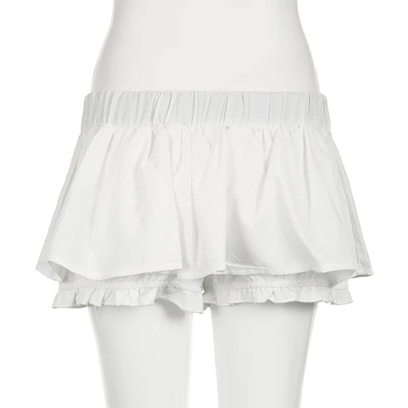 Sexy Low Waist White Mini Skirt Women Fashion with Belt Kawaii Preppy Short Skirts Y2K Korean Streetwear Pleated A Line Skirts