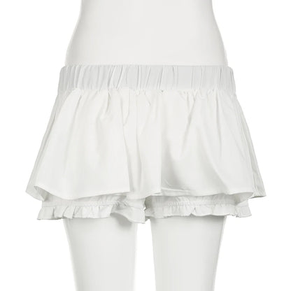 Sexy Low Waist White Mini Skirt Women Fashion with Belt Kawaii Preppy Short Skirts Y2K Korean Streetwear Pleated A Line Skirts