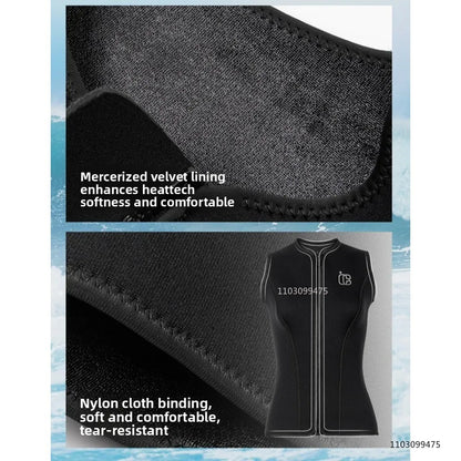 Wetsuit Vest for Men Women 3mm Front Zipper Neoprene Wet Suit Top Sleeveless Jacket for Scuba Diving Kayaking Surfing Swimming