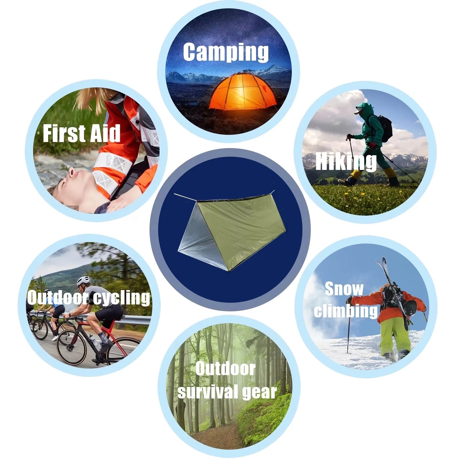 2-Person Outdoor Camping Tent Waterproof Lifesaving Tent Emergency Escape Camping Survival Tent Kit Outdoor Camping Mat