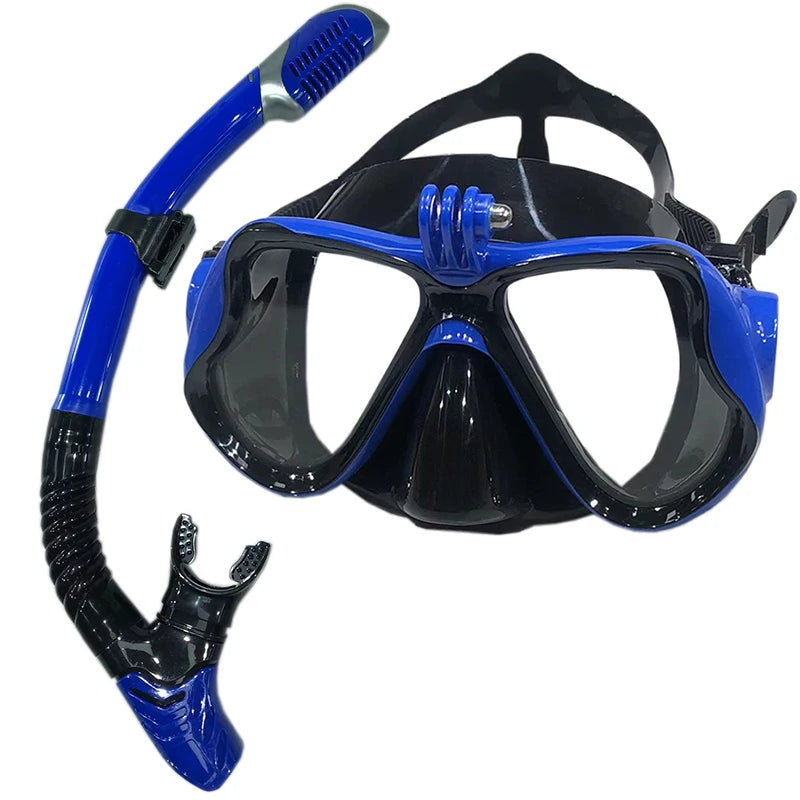 Diving Mask With Sports Camera Mount Electroplate Tempered Glass Silicone Mask is Safe and Comfortable