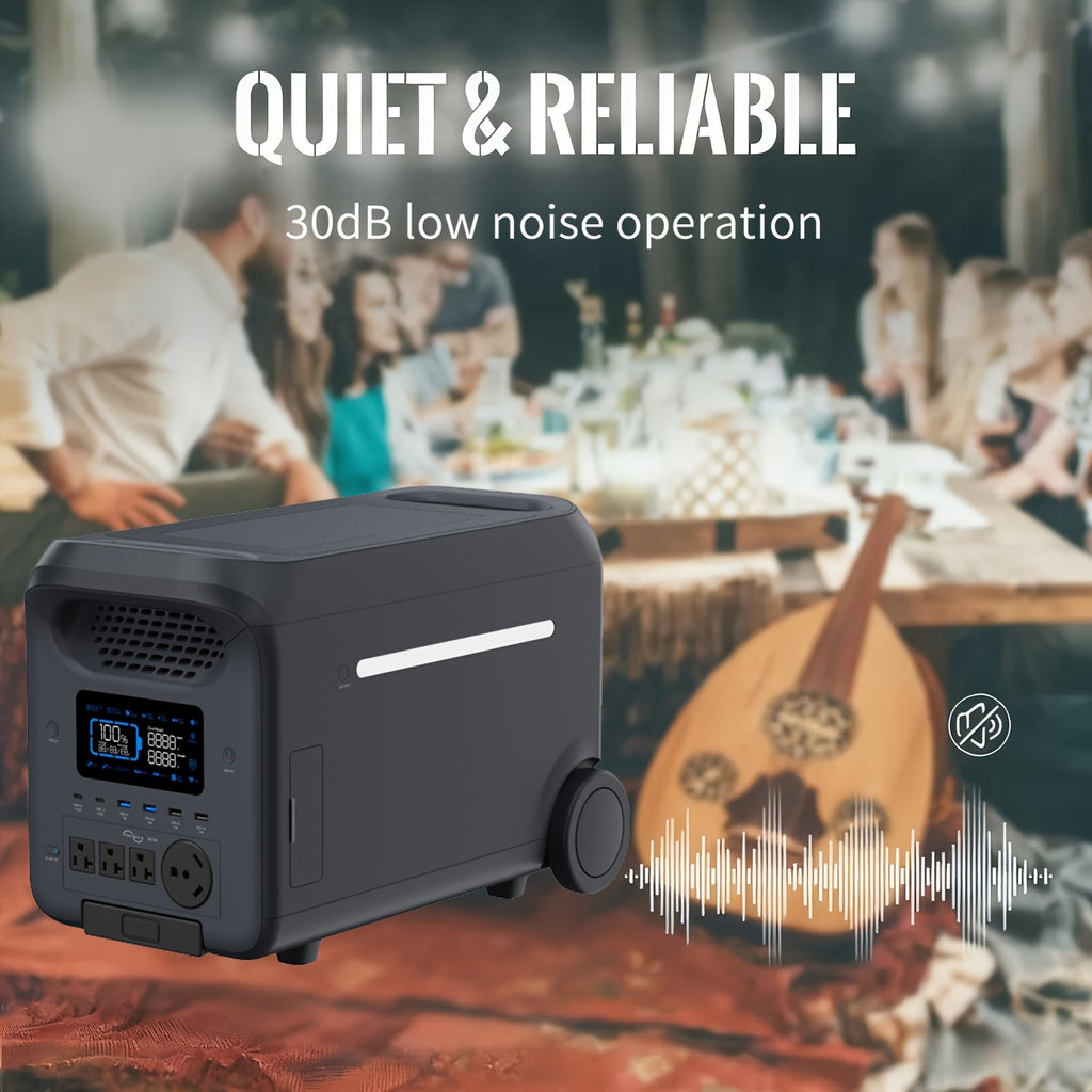 Advanced 3000W/1000W Solar Generator with Smart APP & Frequency Tracking - 1.6Hr Rapid Charge, LiFePO4 Battery for 10-Year Service, 30dB Ultra-Quiet Portable Power