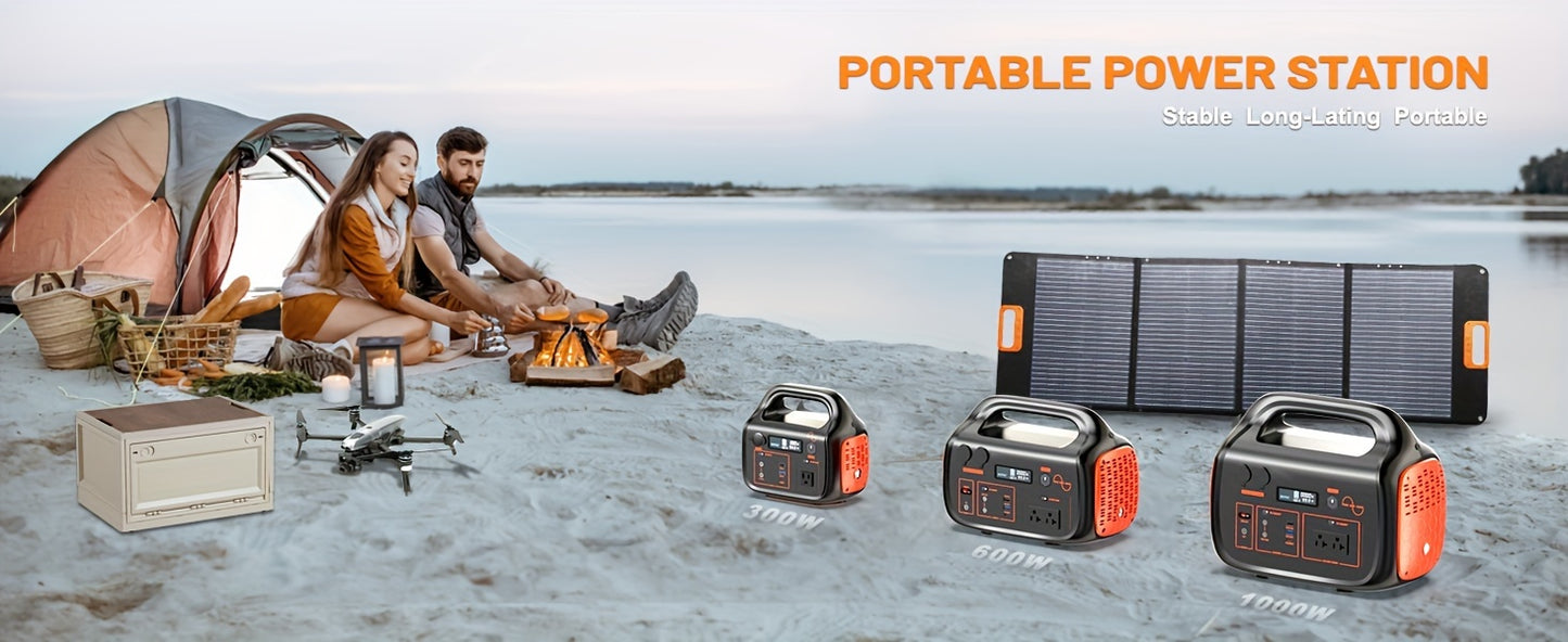 Portable Solar Generator 1000W with 200W Solar Panel - 1075Wh Lithium Battery Power Bank, 60W USB-C PD Fast, 120V AC Outlet & 2000W Peak Output - Backup for Camping, Home, Emergencies, RV, Off-Grid (Solar Panel