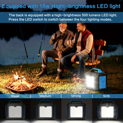 Portable Power Station, 300W 296Wh Solar Generator Quick Charge/ 110V AC Outlets/DC Ports And LED Flashlight, Lithium Battery Backup For Home Outdoor Travel Camping Blackout Blue