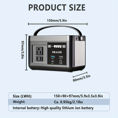 Portable Power Station 88.8WH, Solar Generator Lithium Battery Power 110V AC USB-C Power Delivery Solar Generators For Camping, Road Trips, Emergency Power
