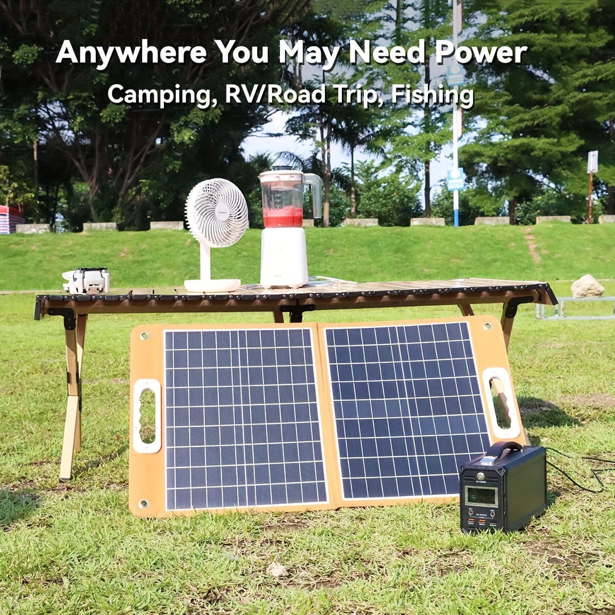 300W Solar Generator, FlashFish 60000mAh Portable Power Station Camping Potable Generator With 60W 18V Portable Solar Panel, Flashfish Foldable Solar Charger With 5V USB 18V DC Output