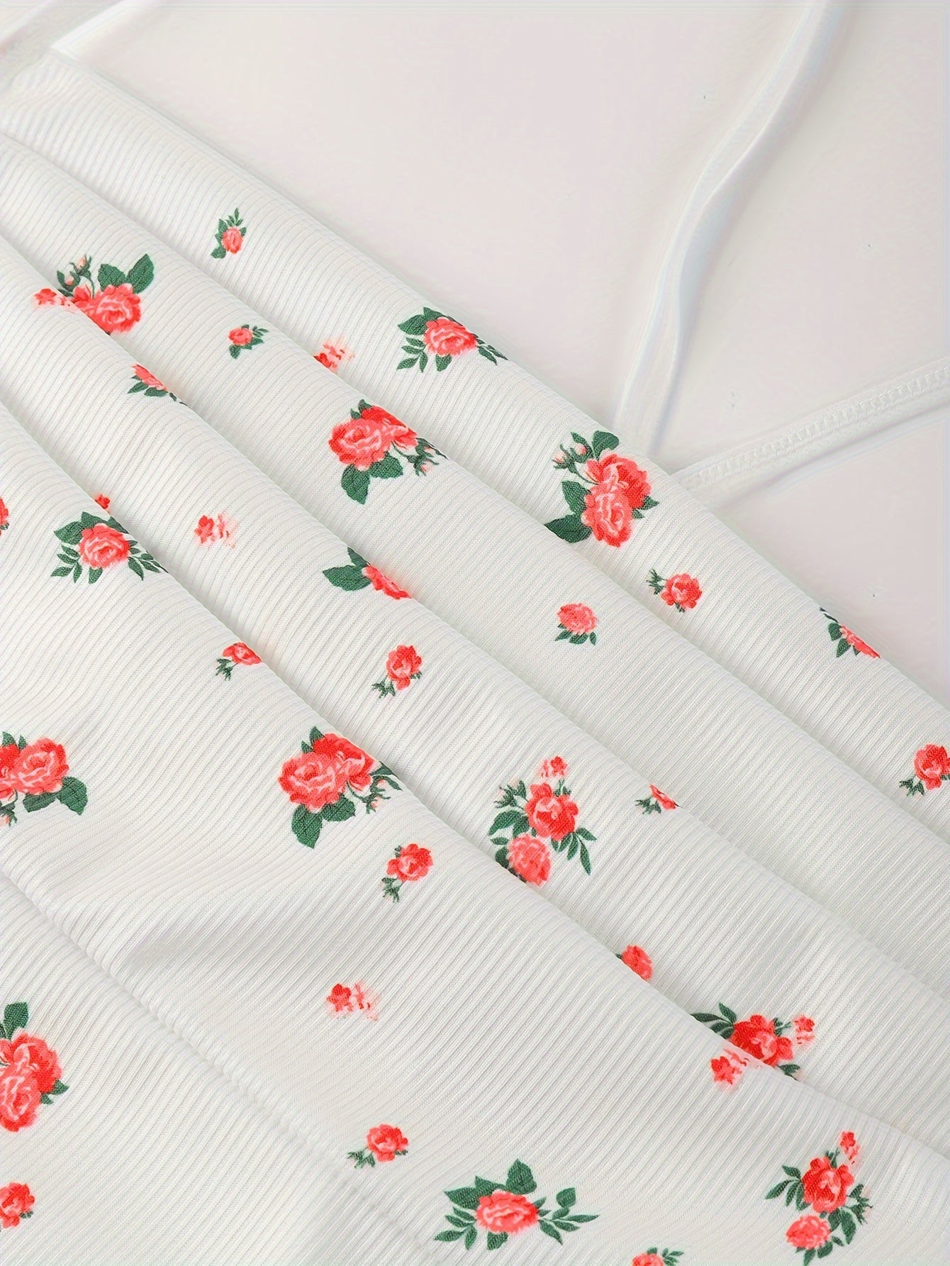 Sultry Floral Print Slip Dress, Criss Cross Back Sleeveless Babydoll, Women's Sexy Lingerie & Underwear