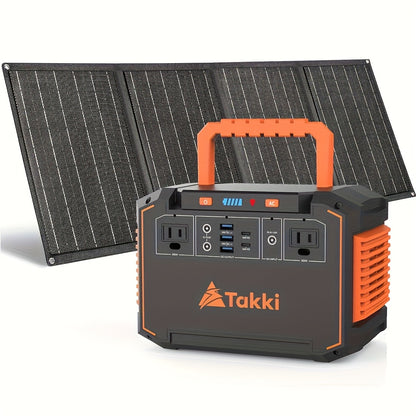 Portable Solar Generator with Solar Panels - 350W/150W Peak & Power Station, 240Wh/111Wh/88.8Wh, /USB Outlets, Compatible for Camping, Emergency Backup, CPAP, Fans, Laptops, Mini Fridge (Solar Panels Included)