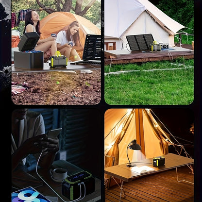 [Portable Power Station] Portable Power Station 222/150/88Wh | 40/30/21W Solar Panel, Camping Solar Generator, Laptop Charger, Power Bank with AC Outlet 110V, 4*USB, DC Ports, LED Flashlights for CPAP Home Camping Hurricane E