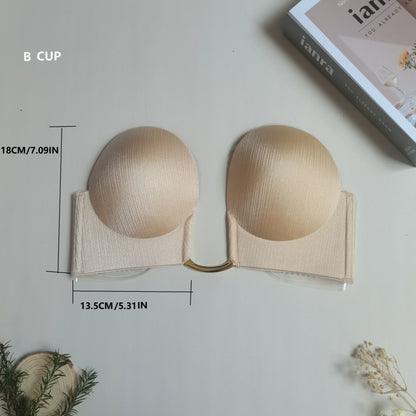 [Seamless Push Up Bra] Strapless & Seamless Push Up Scoop Bra - Invisible Stick-On Lift Bra, Women's Lingerie & Underwear Accessories