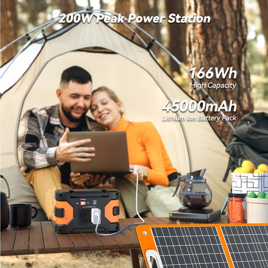 Solar Generator With Solar Panel Included, Flashfish 150W Portable Power Station+60W Solar Panel, 2 X 150W AC Outlets, 166Wh/45000mAh Backup Power Emergency Power Supply For Home Blackout/RV/Camping