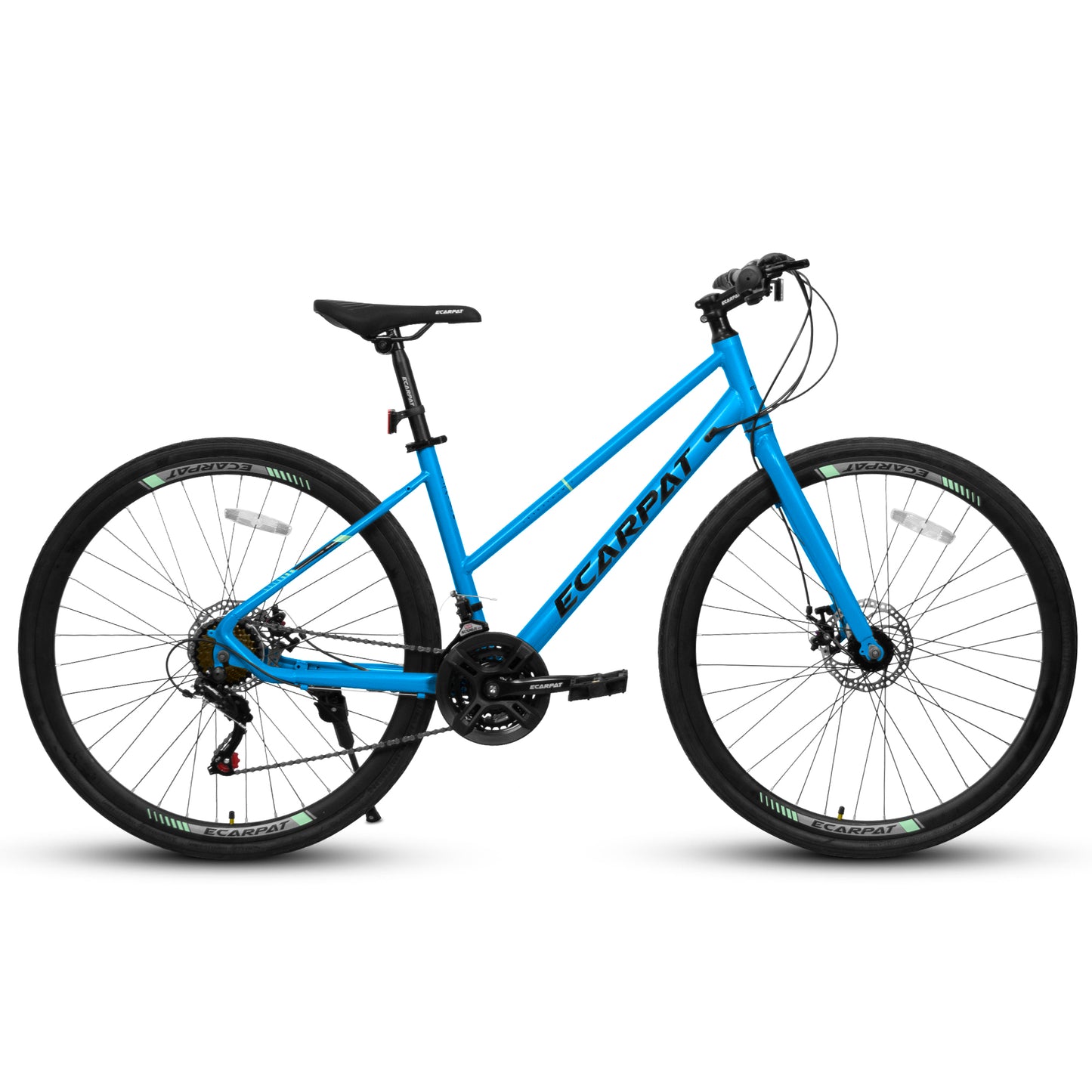 A28250 700Cx35 Road Bike With Aluminum Alloy Wheels, 21-Speed Gear System, Disc Brakes, Wide Tires Ideal For Urban Commuting And Student Transportation