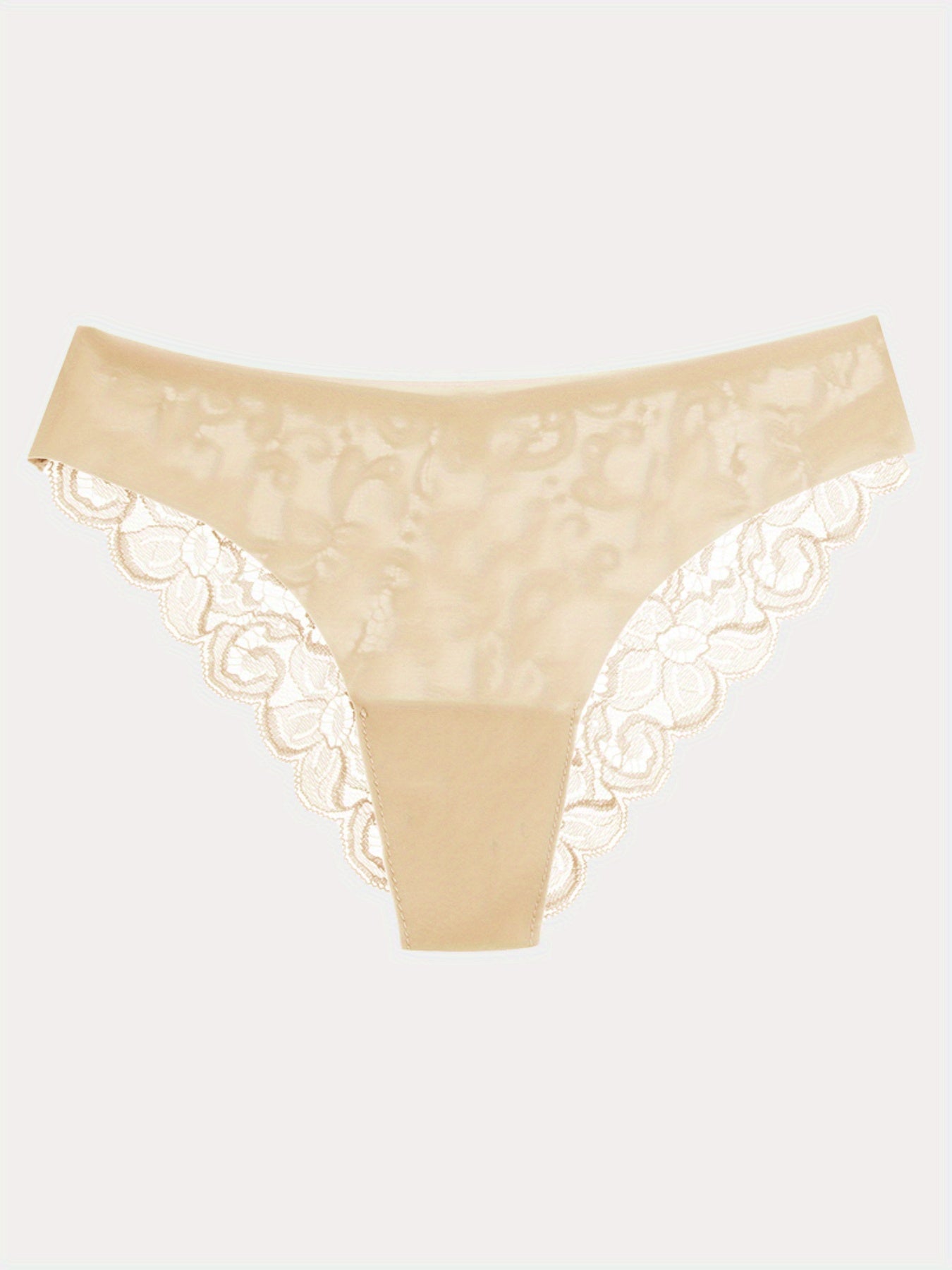 6pcs Contrast Lace Briefs, Comfy & Seamless Scallop Trim Intimates Panties, Women's Lingerie & Underwear