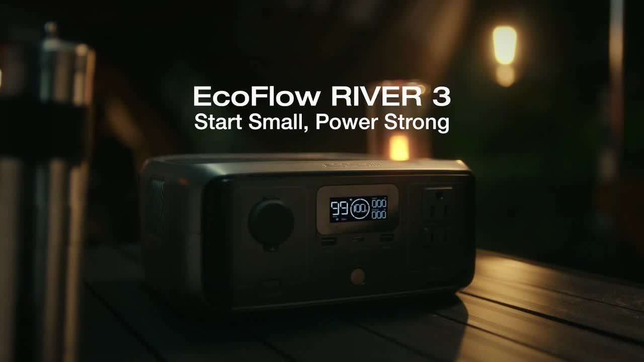 ECOFLOW Portable Power Station RIVER 3 With Bag, 230Wh LiFePO4 Battery Power Station, 300W Up To 600W AC Output, <20 MS UPS & <30 DB, 1Hr Fast Charging Solar Generator For Outdoor/Camping/Home Use