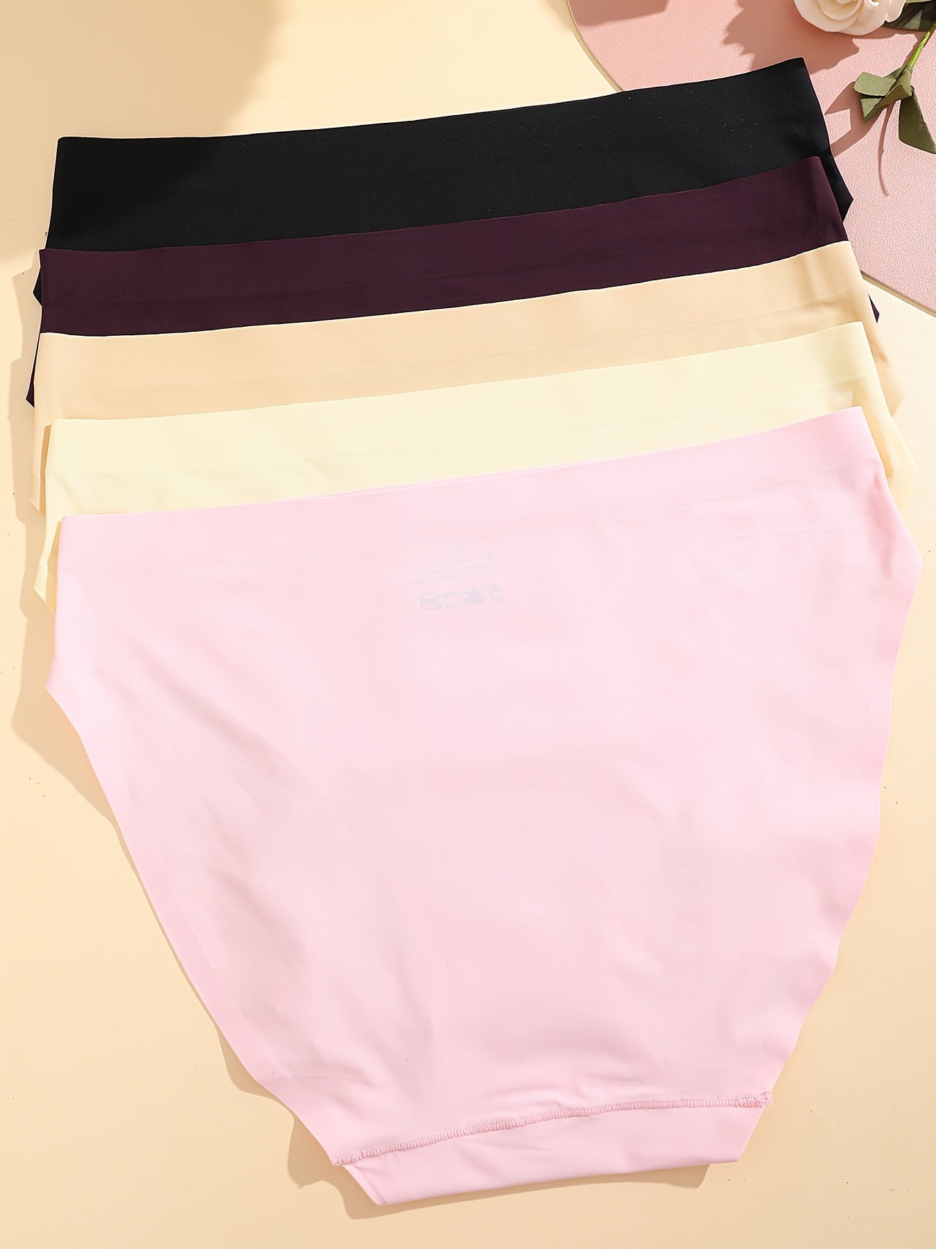 5pcs Seamless Solid Briefs, Comfy & Breathable Stretchy Intimates Panties, Women's Lingerie & Underwear