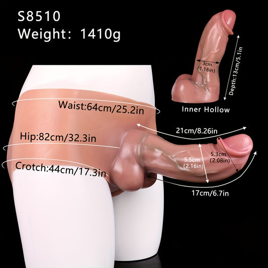 SXXY Realistic Dildo Sleeve with 8.27inch Hollow Penis - Liquid Silicone, Adult Toy for Men & Women, No Battery Needed, Discreet Packaging
