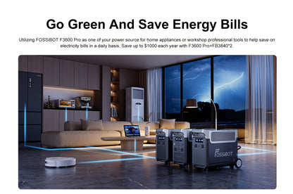 FOSSiBOT F3600 Pro Solar Generator, 3840 Wh LiFePO4 Portable Power Station, 3 X 230 V AC Output 3600 W 7200 W Peak, Storm Generator, Fast Power Storage, Charging, Travel Power Station, Outdoor Road Trips, Christmas, Festival,