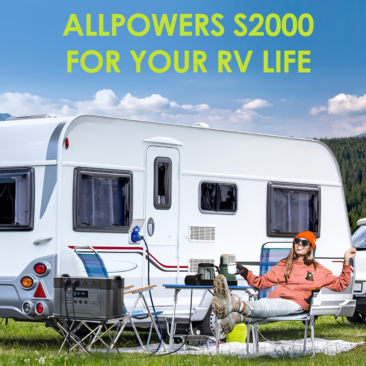 ALLPOWERS S2000 Portable Power Station - 2000W (Peak 4000W) Solar Generator with 1500Wh Lithium Battery, 4 AC Outlets for Camping, RV, Emergency Off-Grid Use, Solar Power Generator