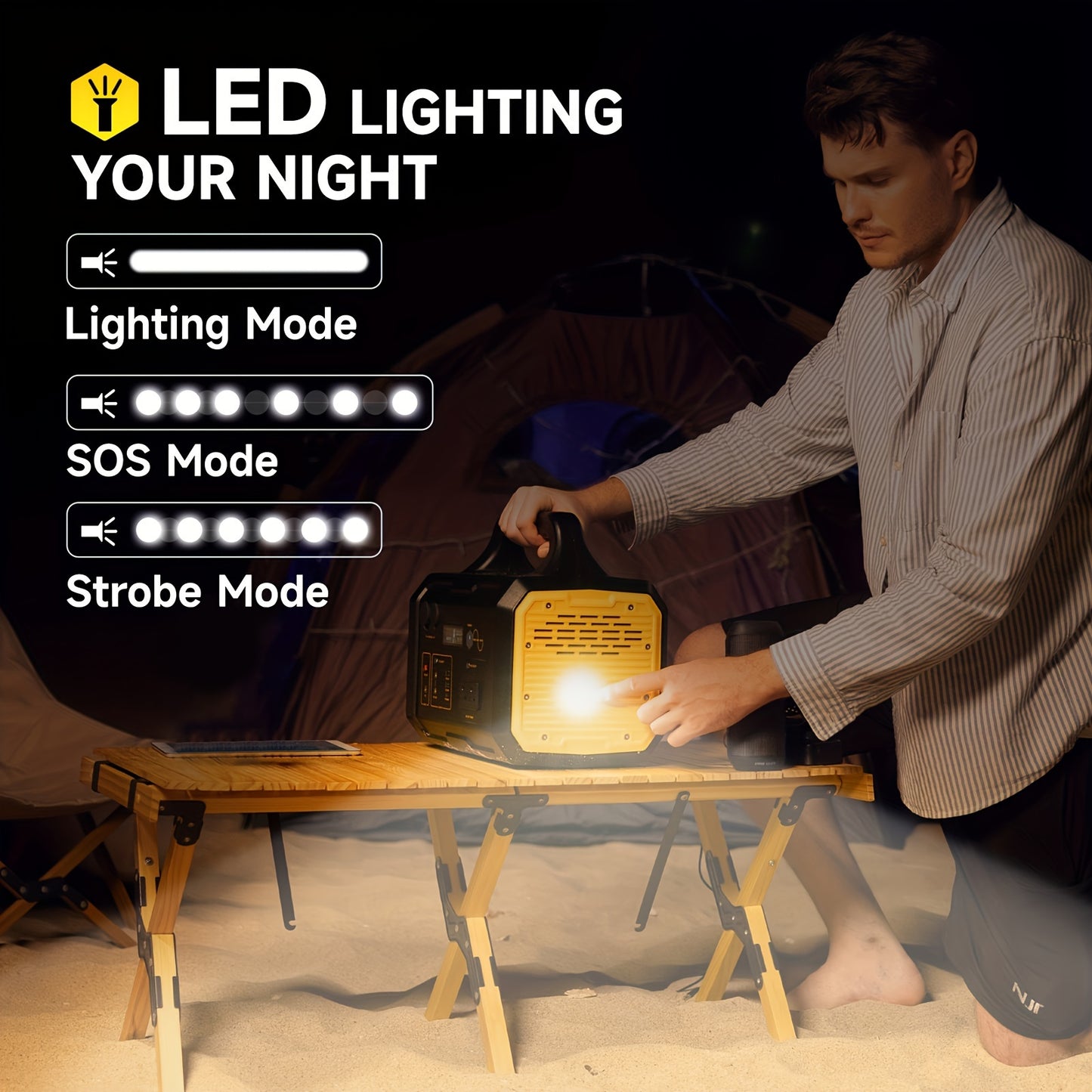 Portable Power Station For Camping 1000W, 1075Wh LiFePO4 Battery-Powered Generator With 1000W AC Outlets, 100W PD, USB, 9 Output Ports, Solar Generator For Camping Gear, Survival Gear, Home Backup, Outdoor Adventures, And Eme