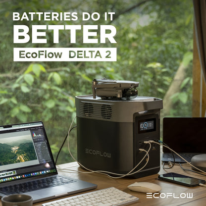 950Wh EF ECOFLOW Portable Power Station DELTA 2, LiFePO4 (LFP) Battery, Fast Charging, Solar Generator (Solar Panel Optional) For Home Backup Power, Camping & RVs