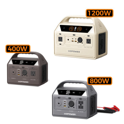 UDPOWER Portable Solar Generator - 1200W, 800W, 400W Options, AC Outlet, 2 DC & 3 USB Ports, Backup Battery for Outdoor Trips, Camping & Emergency, Outdoor Power Station | Modern Power Station | Durable Power Source, Portable