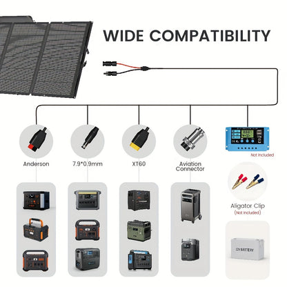 NURZVIY 400/200 Watts Foldable Solar Panel, Luggable & Durable, Portable 400W/200 Solar Charger Complete With Adjustable Stand Case, 40V For Outdoor Adventures RV Solar Generator, Without Battery