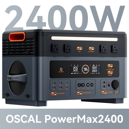 OSCAL 2400W Solar Generator PowerMax 2400 | 1872Wh Portable Power Station with 1.45H Full Charging, APP Control, Battery Backup for Home, Camping & RVs, 4800W Peak, LiFePO4 Battery, Metal & Plastic Construction