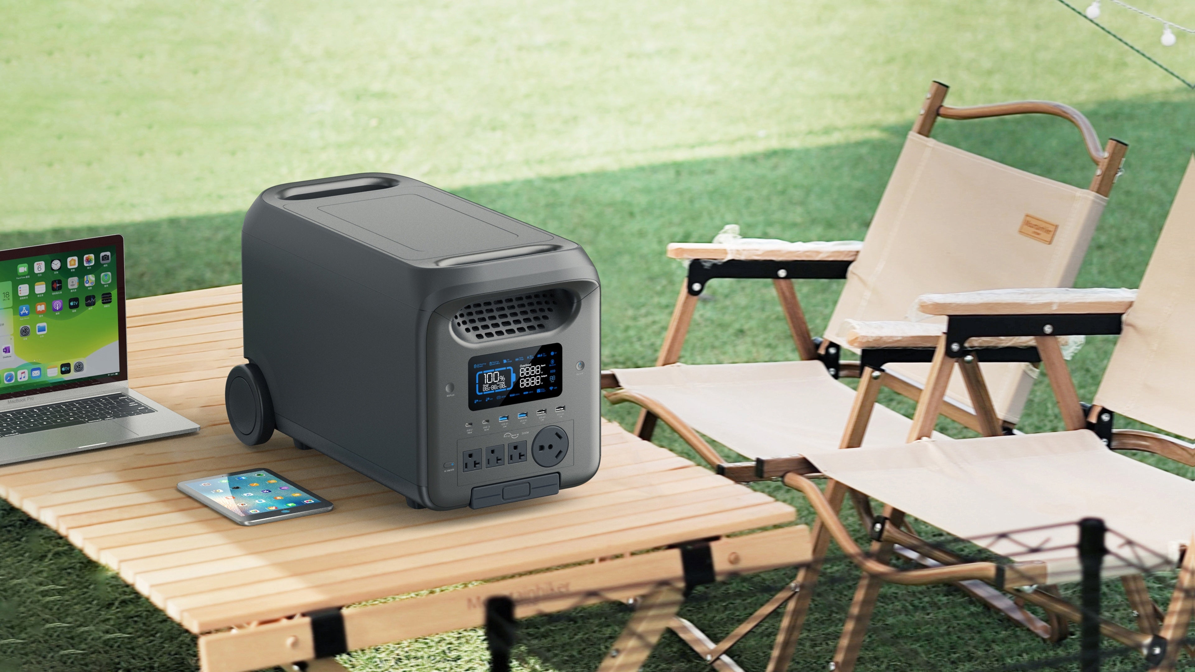 Advanced 3000W/1000W Solar Generator with Smart APP & Frequency Tracking - 1.6Hr Rapid Charge, LiFePO4 Battery for 10-Year Service, 30dB Ultra-Quiet Portable Power
