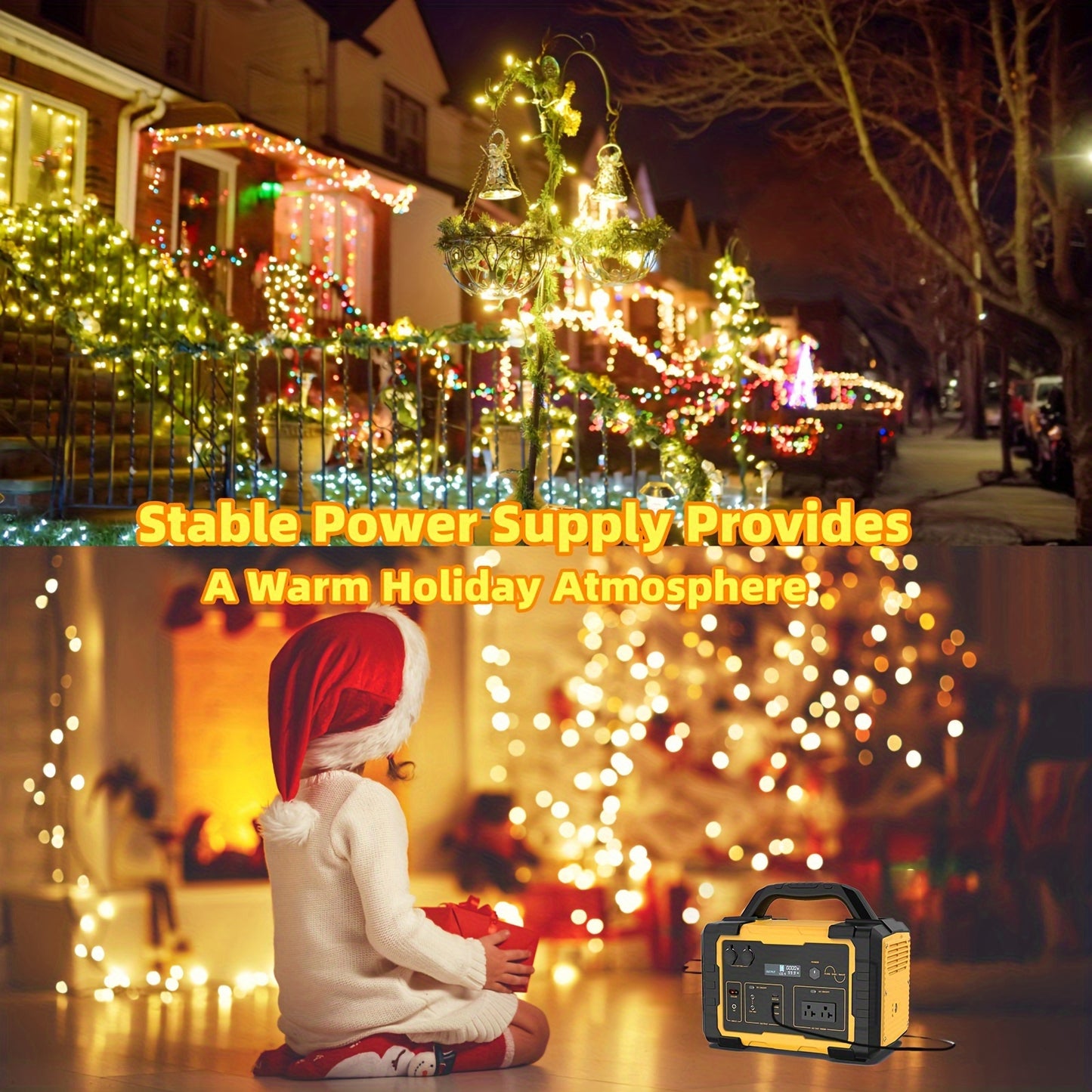 1075Wh Portable Solar Generator, 1000W Power Station with 60W USB-C PD Output, 110V Pure Sine Wave AC Outlet, Lithium Battery for Outdoors Camping Travel Hunting Home