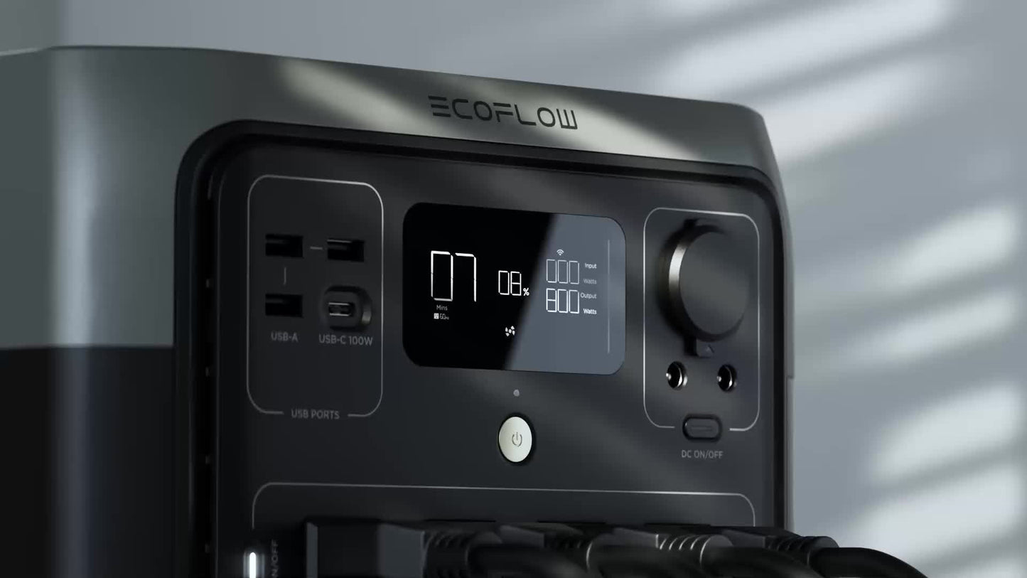 EF ECOFLOW Solar Generator RIVER 2 Pro 768, Portable Power Station 768Wh with 160W Portable Solar Panel LiFePO4 Battery Fully Charged in 70 Min, 4×AC, for Camping, RV, Home Backup